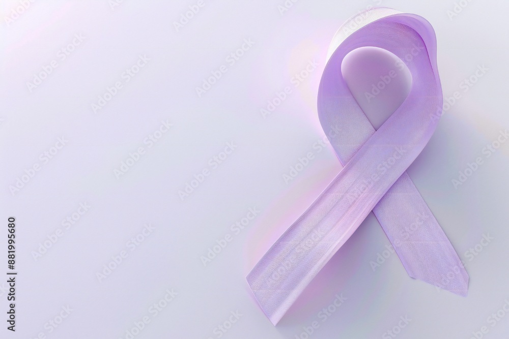 Stylish 3d render style cancer awareness ribbon in lavender color, on white background Generative Ai Stylish 3d render style cancer awareness ribbon in lavender color, on white background Generative Ai