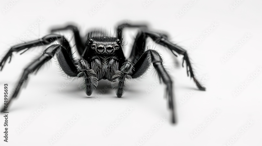Obraz premium Black Spider on White Background