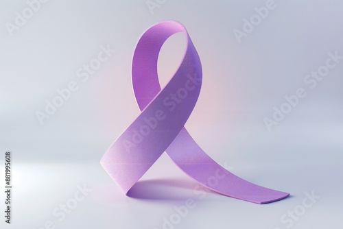 Stylish 3d render style cancer awareness ribbon in lavender color, on white background Generative Ai