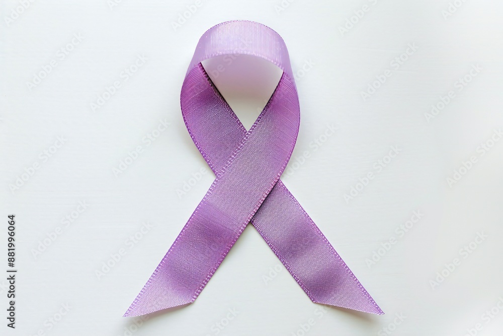 Stylish 3d render style cancer awareness ribbon in lavender color, on white background Generative Ai Stylish 3d render style cancer awareness ribbon in lavender color, on white background Generative Ai