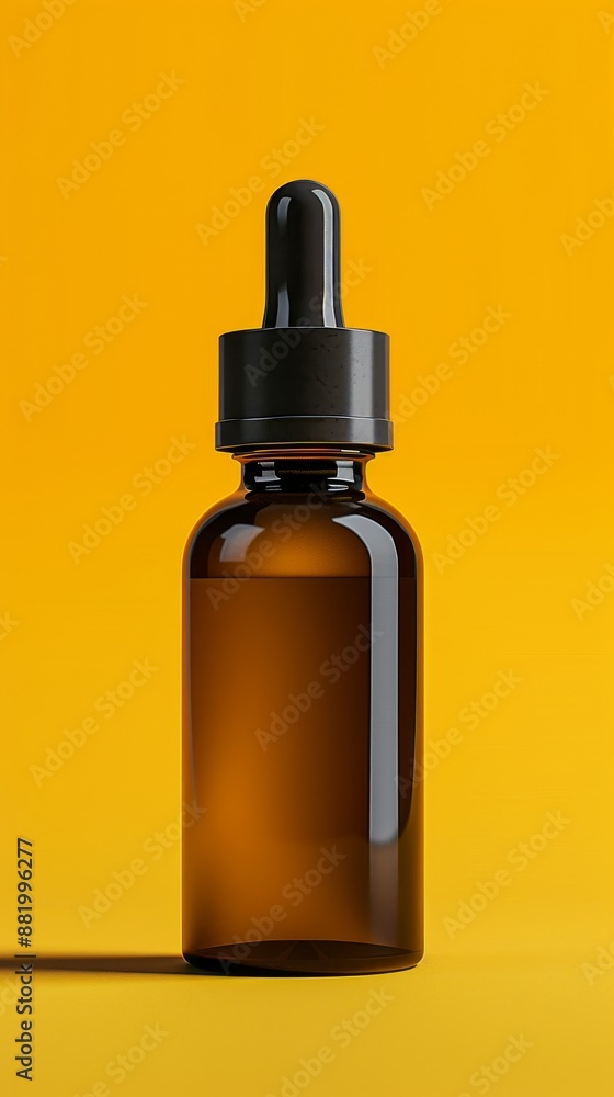 A bottle of oil is sitting on a yellow surface A bottle of oil is sitting on a yellow surface