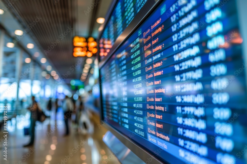 Airport Departure Board with Blurred Background Airport Departure Board with Blurred Background
