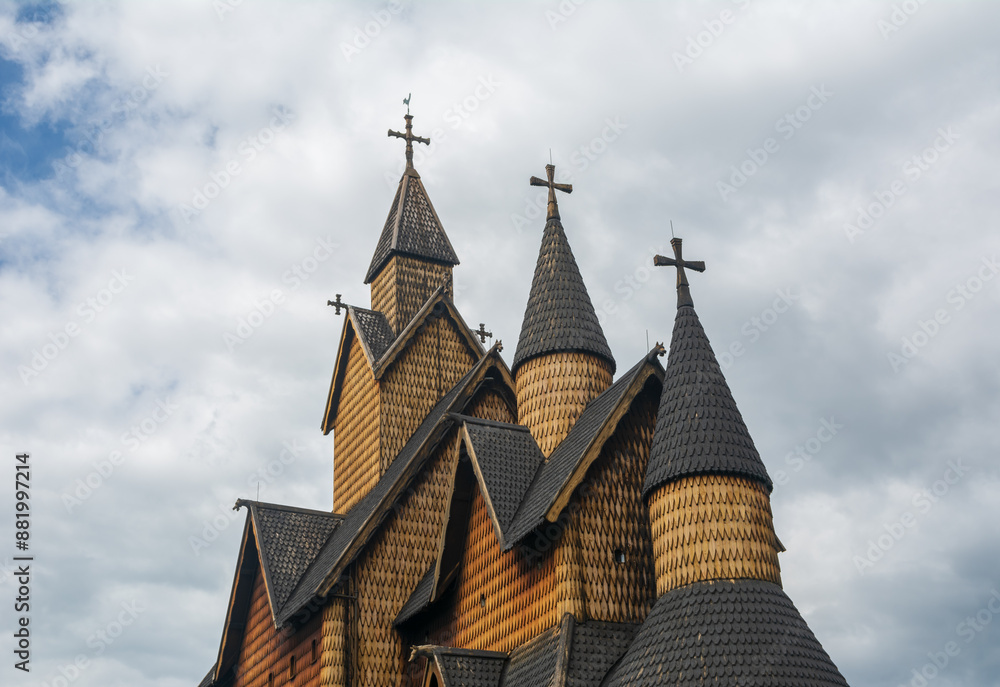 Famous wooden steve church in Heddal, Norway. Famous wooden steve church in Heddal, Norway.
