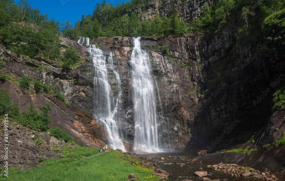 Obraz premium Skjervsfossen Waterfall at summer ,Norway.