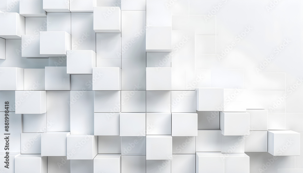 Obraz premium Abstract white geometric cubes block pattern with copy space suitable for modern design and wallpaper.
