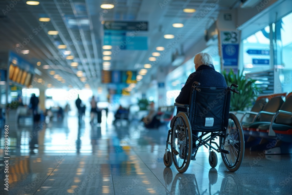 Elderly Person in Wheelchair at Airport Terminal Elderly Person in Wheelchair at Airport Terminal