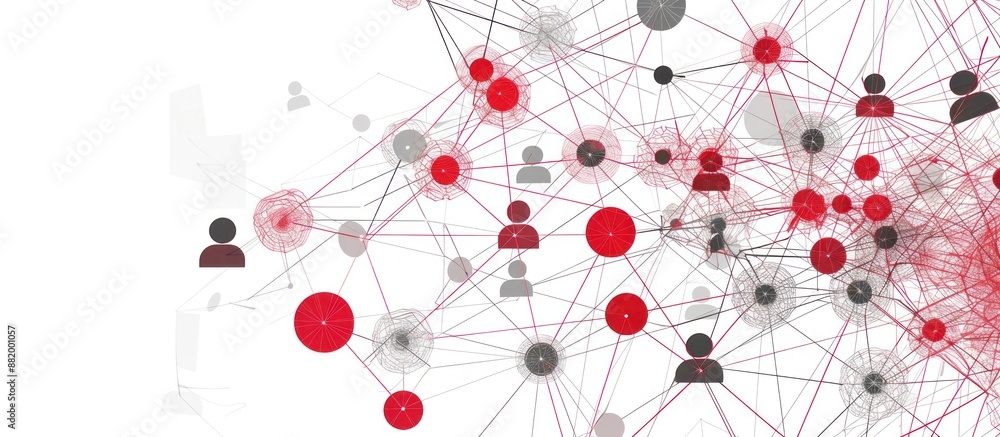 Abstract Network with Red and Gray Connections Abstract Network with Red and Gray Connections