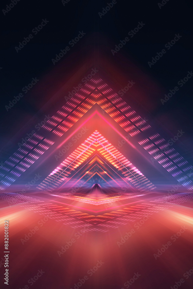 Fototapeta premium Abstraction with rays and neon.