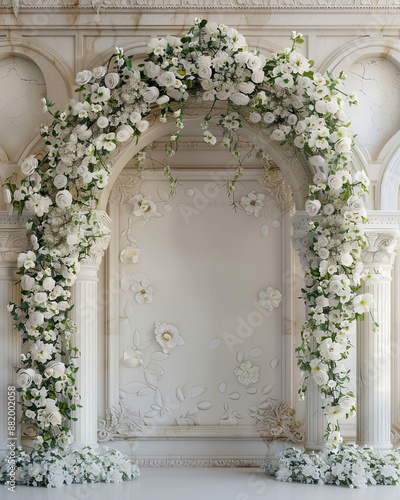 beautifull mediteranian white wedding flower backdrop for photography studio 6 photo