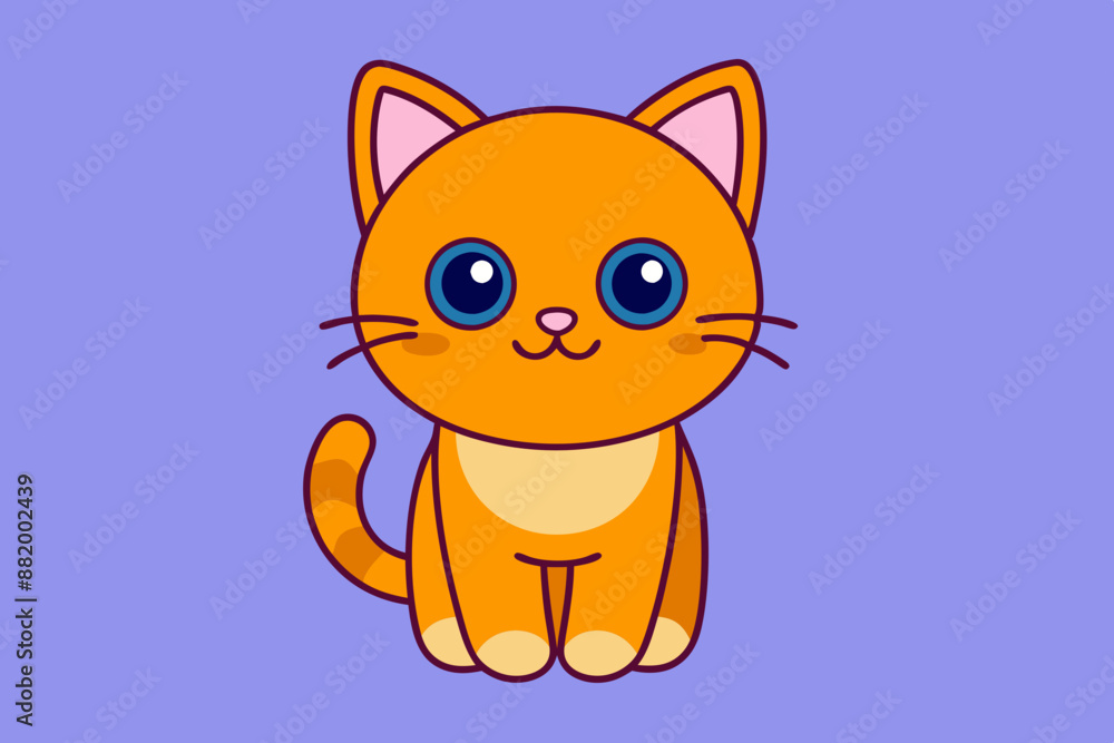 Cute Cat Vector Icon on White Background Cute Cat Vector Icon on White Background