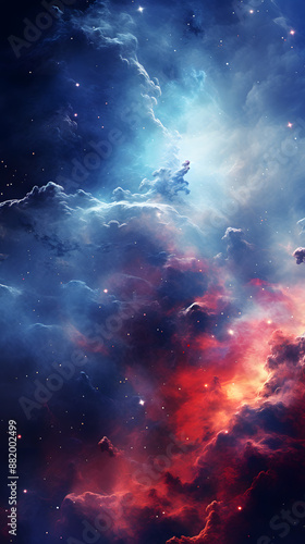 Digital space with Milky Way and nebula abstract graphic poster