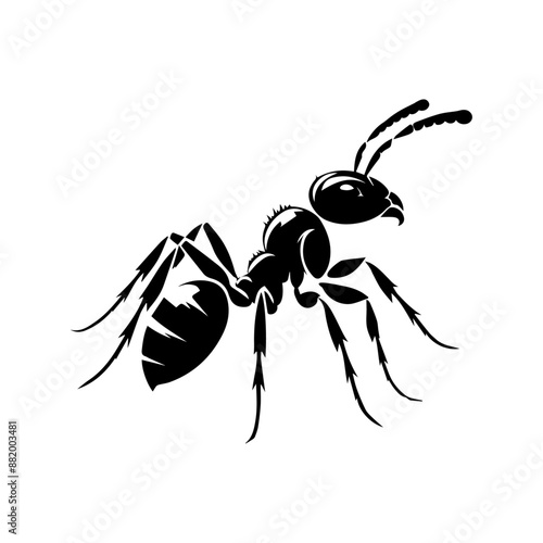 Black ant clipart. Vector illustration, logo design and icon. Silhouette in cartoon style
