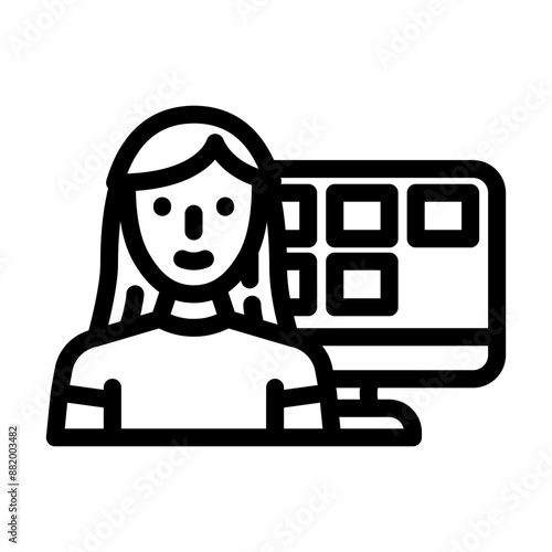 remote freelancing line icon vector. remote freelancing sign. isolated contour symbol black illustration