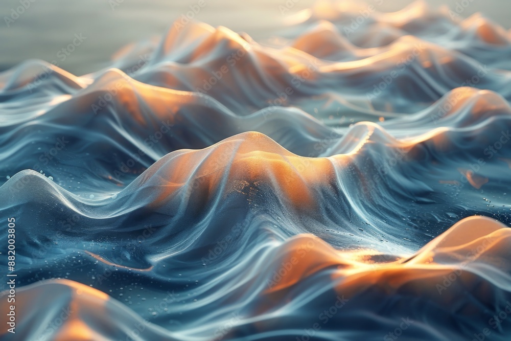 Fototapeta premium Abstract Wavy Surface with Golden Highlights