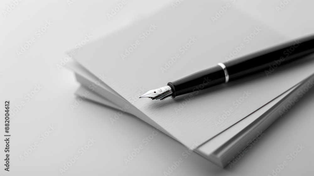 A Fountain Pen Resting on a Stack of Paper A Fountain Pen Resting on a Stack of Paper