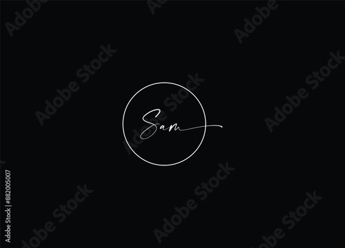 SAM minimalist letter logo design and monogram logo