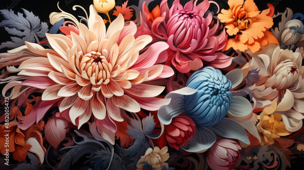 Floral Arrangement in a Tapestry Style Floral Arrangement in a Tapestry Style