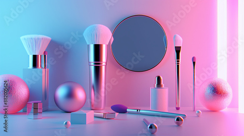Beauty and makeup 3D icon on white wallpapers with sunlit effect