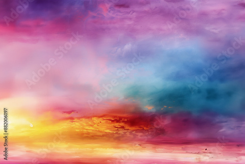 A rainbow-colored background, colorful patterns and paper materials