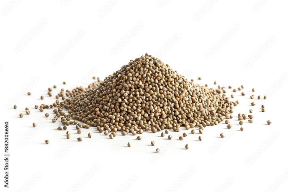 A pile of brown seeds sits on top of a white surface, offering a simple and natural scene A pile of brown seeds sits on top of a white surface, offering a simple and natural scene