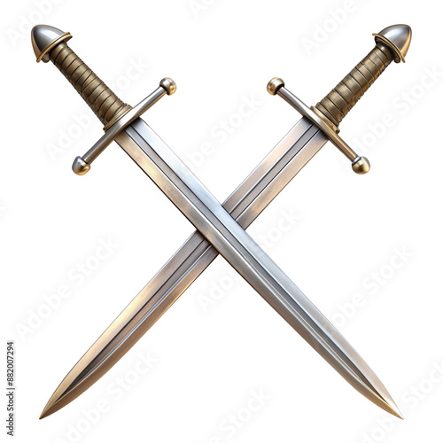 Two crossed swords on transparent background, design art eps png photo