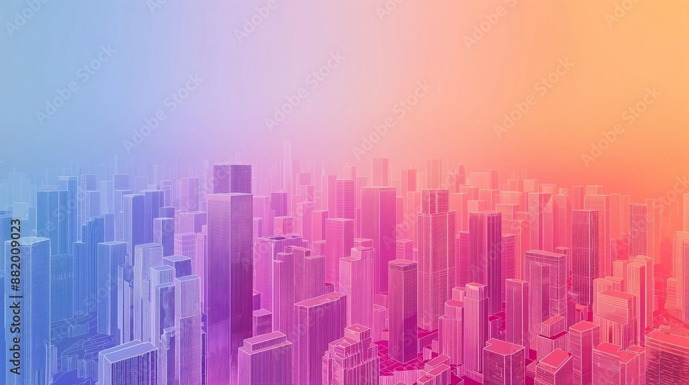 Fototapeta premium abstract city skyline, abstract city background, sunset over the city