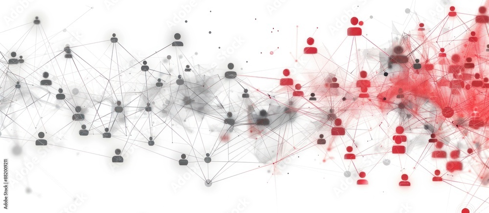 Abstract Network of Connected People in Red and Grey Abstract Network of Connected People in Red and Grey