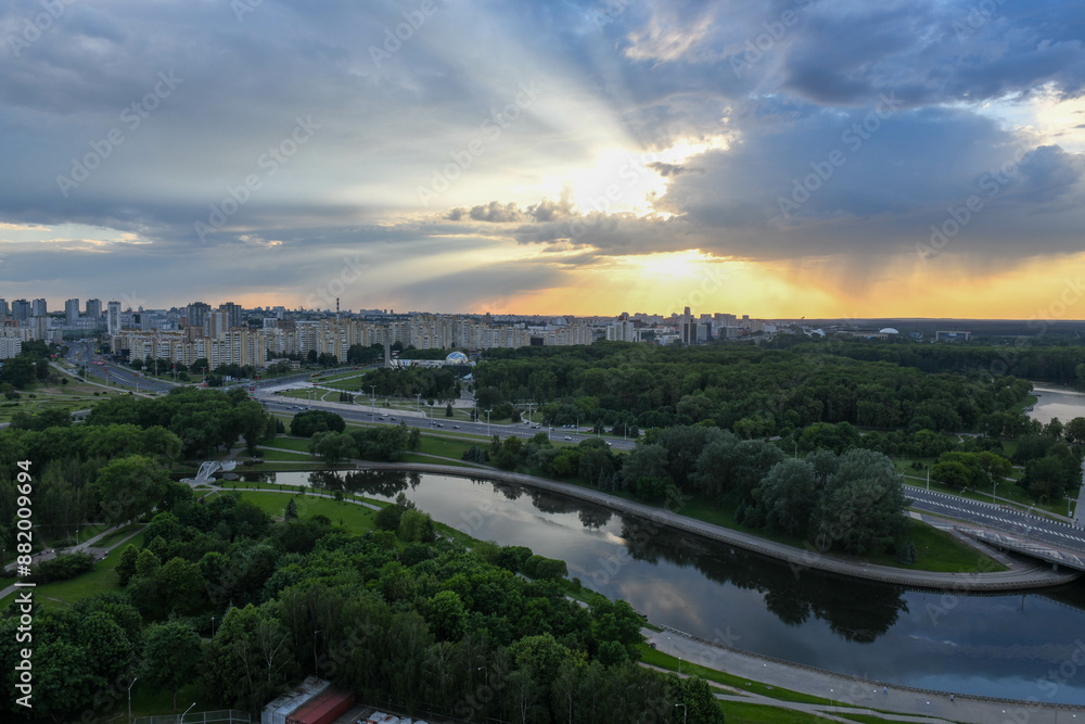 Aerial view of the cityscape at Minsk in Belarus Aerial view of the cityscape at Minsk in Belarus