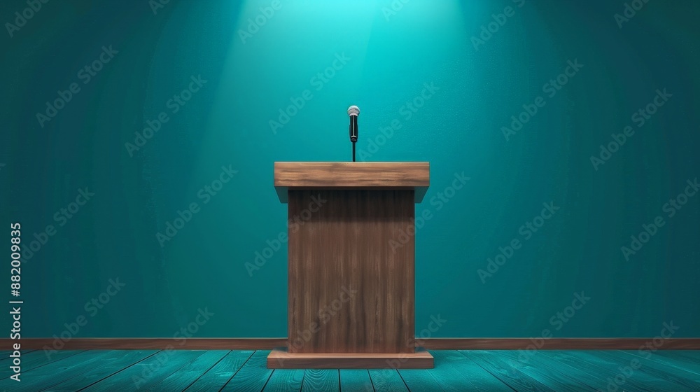 Obraz premium Explain the importance of a podium in public speaking events.