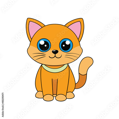 Adorable cartoon cat vector illustration, perfect for clipart, line art, and printable designs.