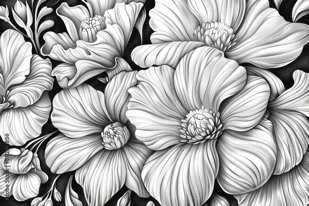 Monochrome Floral Composition Monochrome Floral Composition