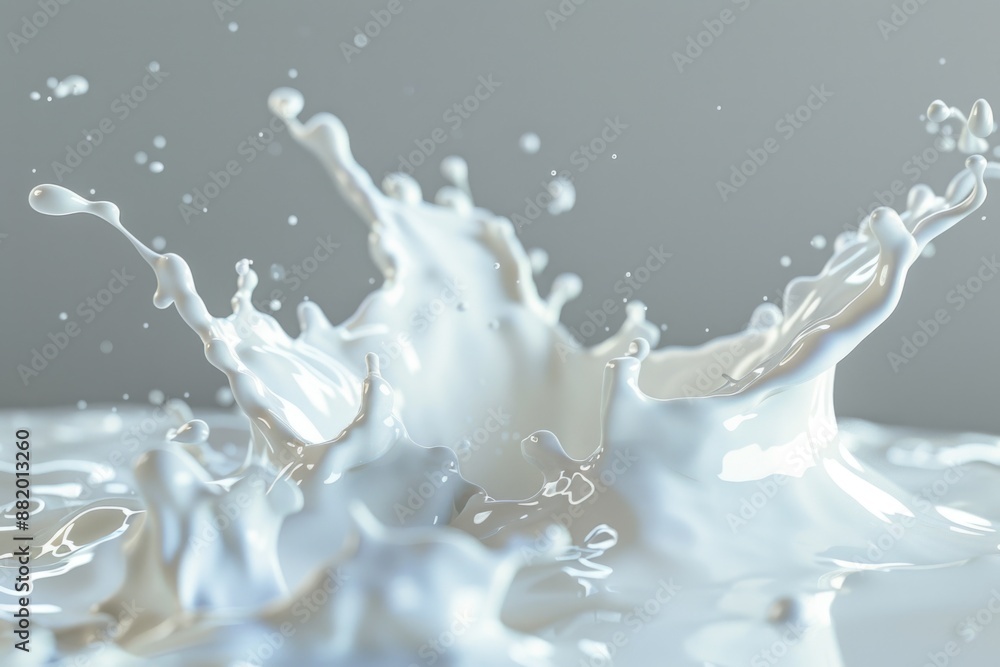 A splash of milk on a white surface, with the liquid spreading out in a circular motion A splash of milk on a white surface, with the liquid spreading out in a circular motion
