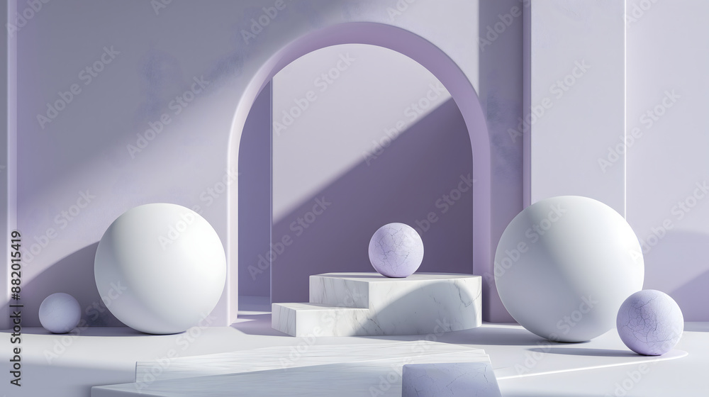 3d scene with abstract ball and purple background with sunlight. 3d render in the modern style. 3d scene with abstract ball and purple background with sunlight. 3d render in the modern style.