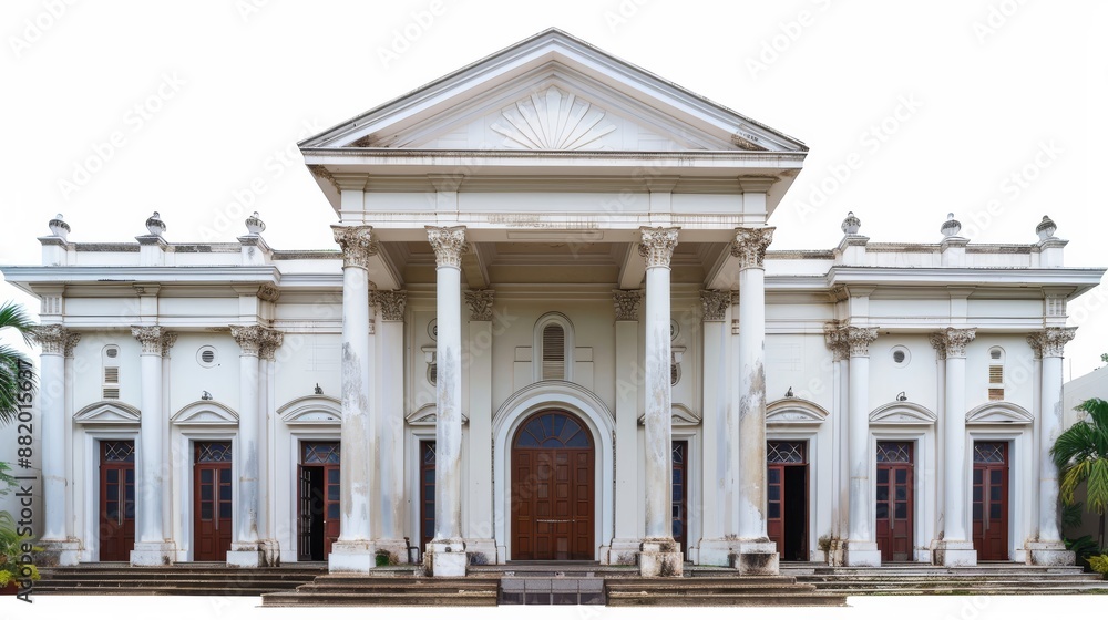 Neoclassical Facade of a White Building with Columns Neoclassical Facade of a White Building with Columns