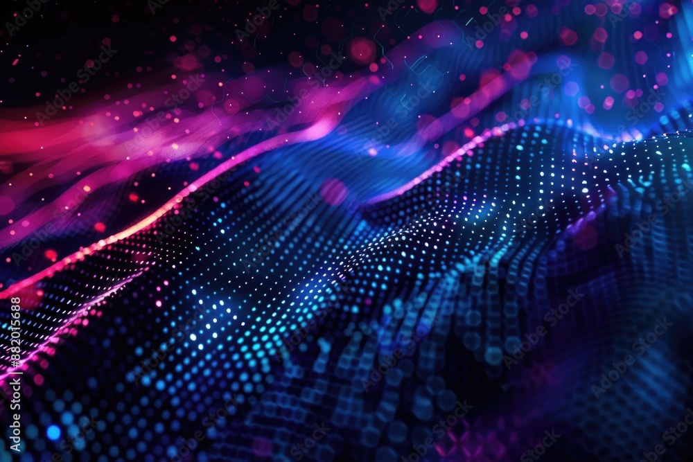 A swirling wave of blue and pink lights in mid-air, with no discernible source or background A swirling wave of blue and pink lights in mid-air, with no discernible source or background