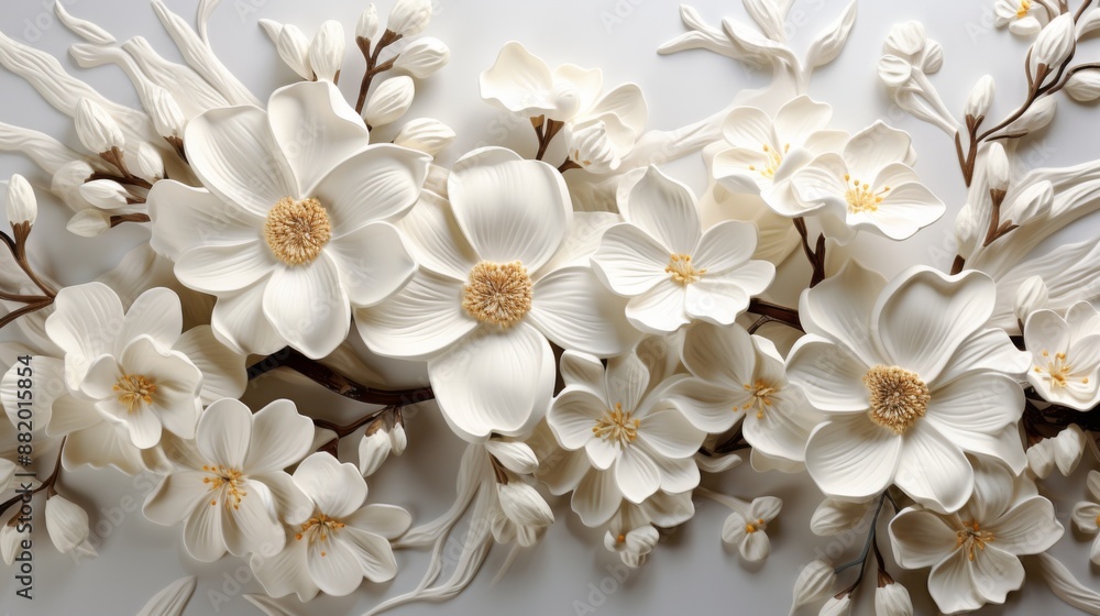 3D White Flowers in a Delicate Floral Arrangement 3D White Flowers in a Delicate Floral Arrangement