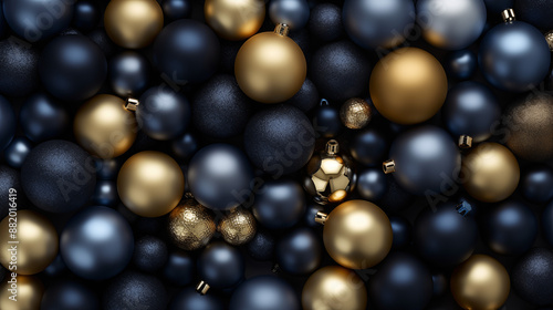 Golden Christmas Balls Amidst Juicy Black Grapes and Fresh Berries photo