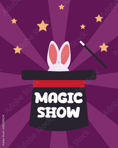 childrens magic poster. circus magic performance. vector flyer