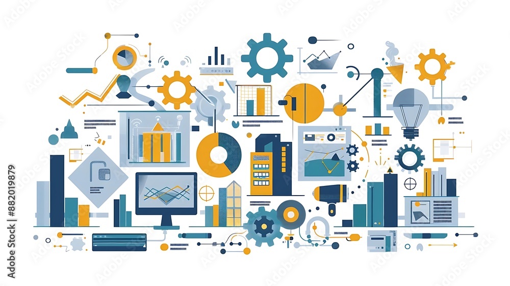 Abstract Illustration of Business Data Analysis and Technology Integration Abstract Illustration of Business Data Analysis and Technology Integration
