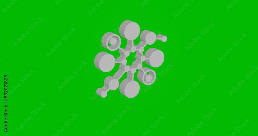 Animation of rotation of a white molecule symbol with shadow. Simple and complex rotation. Seamless looped 4k animation on green chroma key background Animation of rotation of a white molecule symbol with shadow. Simple and complex rotation. Seamless looped 4k animation on green chroma key background