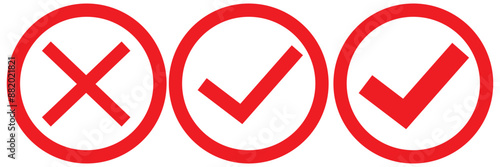 tick and cross button. set of green and red check box with yes and no sign. vector symbol on transparent background.