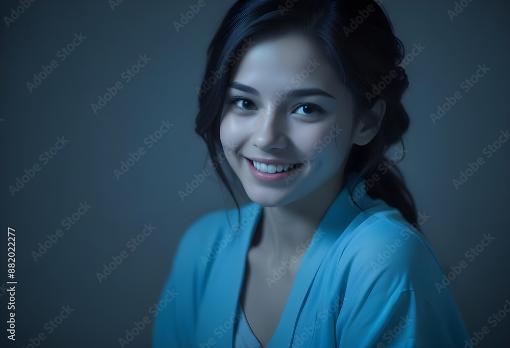 Portrait of a beautiful woman smiling to the camera, artwork, painting, Portrait of a beautiful woman smiling to the camera, artwork, painting,