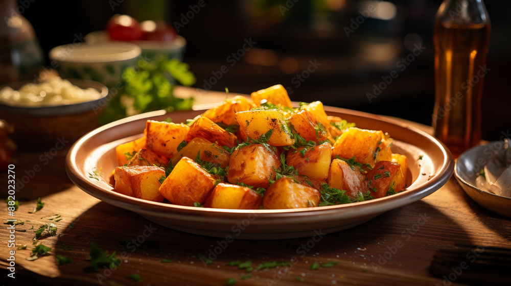Potato and salsa dish, magazine photo Potato and salsa dish, magazine photo