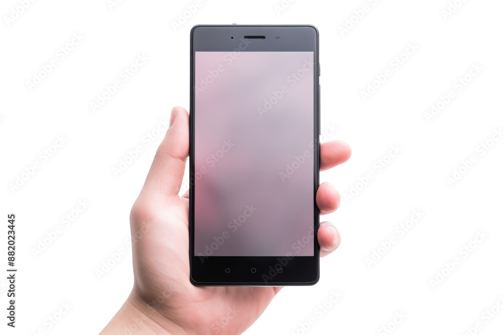 Modern smartphone with transparent screen in a hand Isolated on white background Modern smartphone with transparent screen in a hand Isolated on white background