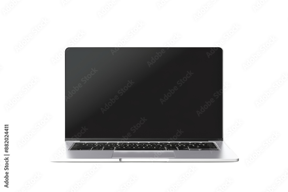 Laptop mockup showing transparent screens, front view, isolated on white background Laptop mockup showing transparent screens, front view, isolated on white background