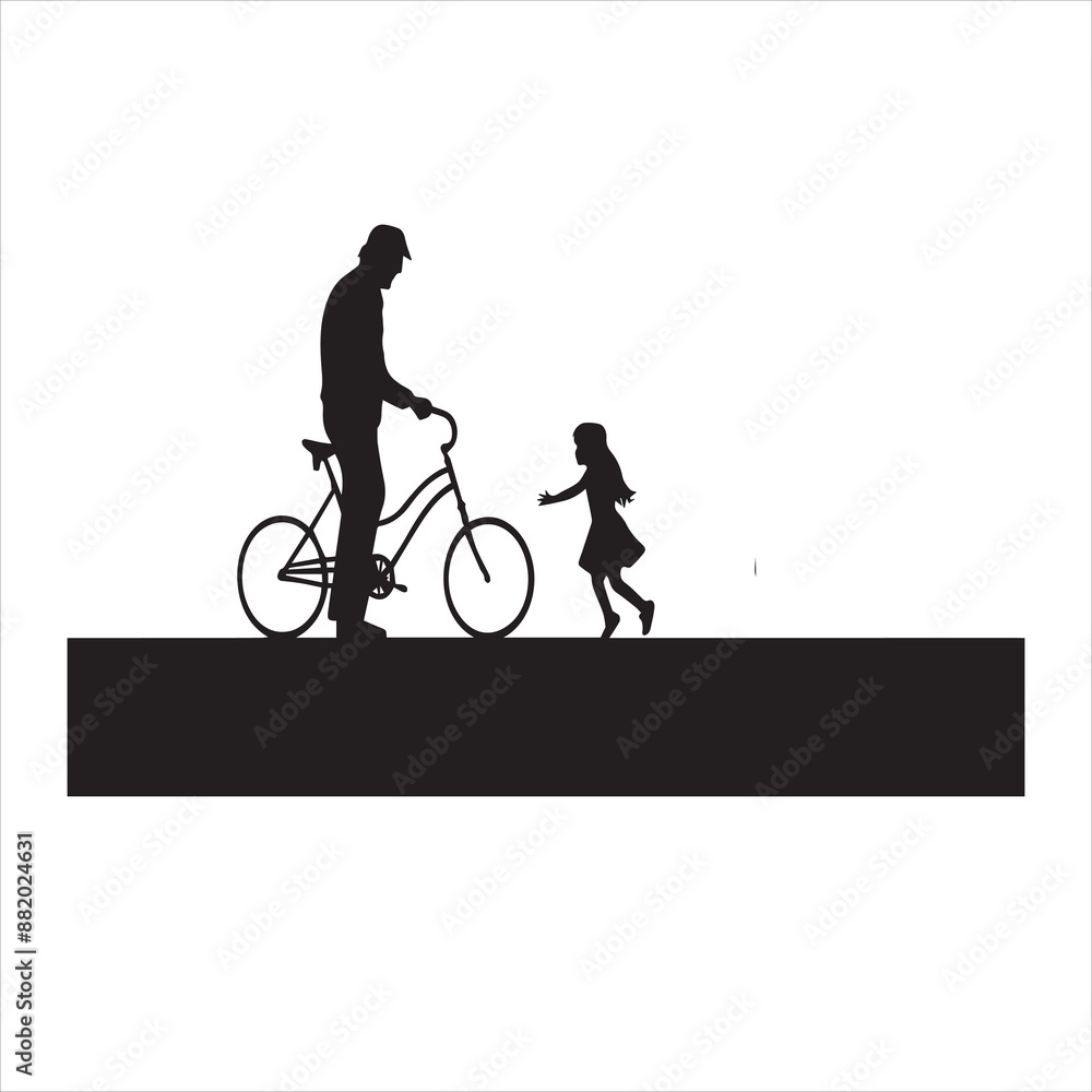 Fototapeta premium grandparent with Children grandfather silhouette vector