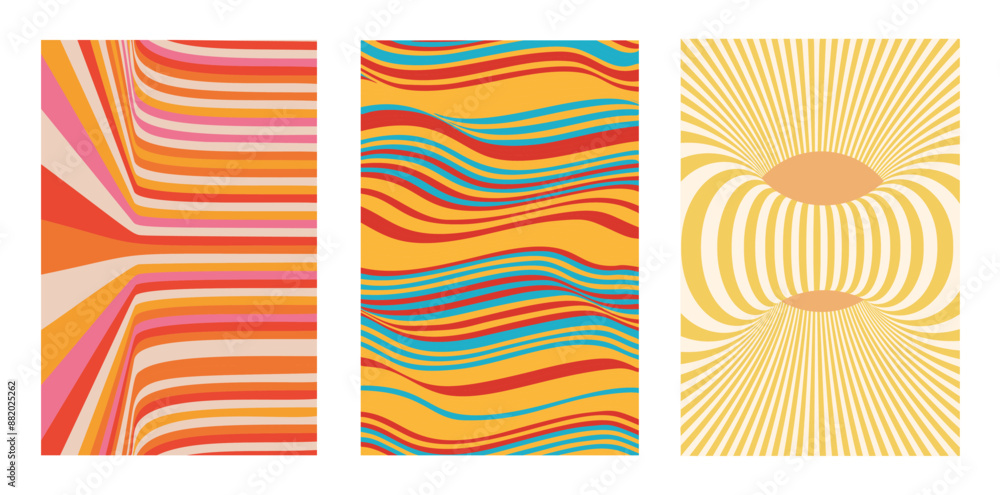 Optical illusion lines Y2k background. Abstract 3d poster. Y2k poster with abstract pattern.