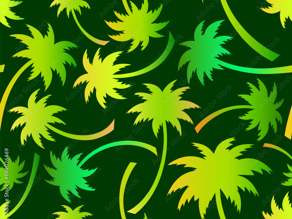 Palm trees seamless pattern. Colorful gradient palm trees. Background with tropical pattern of palm trees. Summer time. Design for wallpapers, banners and promotional items. Vector illustration Palm trees seamless pattern. Colorful gradient palm trees. Background with tropical pattern of palm trees. Summer time. Design for wallpapers, banners and promotional items. Vector illustration