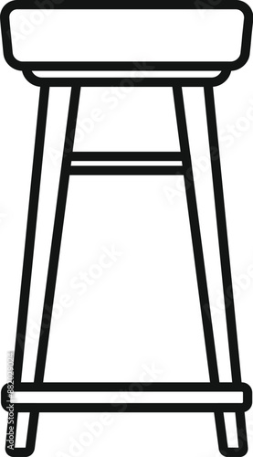 Simple black and white icon of a tall bar stool with four legs, perfect for minimalist interior design projects