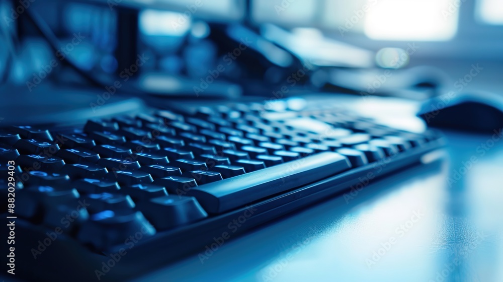 Modern Work Tools: High-Contrast Keyboard and Mouse on White Desk in Natural Light with Copy Space for Education Themes Modern Work Tools: High-Contrast Keyboard and Mouse on White Desk in Natural Light with Copy Space for Education Themes